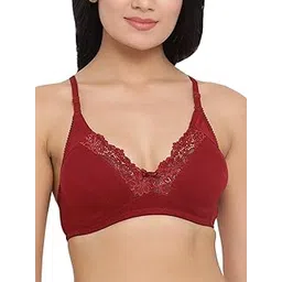 clovia Women's Cotton Spandex Solid Non-Padded Full Cup Wire Free Everyday Bra - Maroon in Red-picture-31