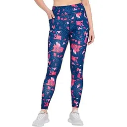 clovia Women's High-Rise Printed Active Tights with Side Pocket in Navy Blue Colour-picture-14