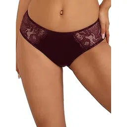clovia Women's Lace Medium Waist Outer Elastic Hipster Panty in Purple-picture-31