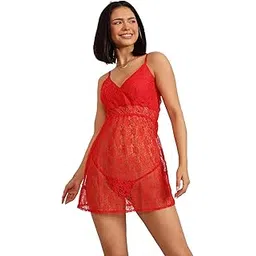 clovia Women's Lace Mid Thigh Length Casual Regular Pajama Set-picture-29