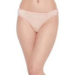 clovia Women's Low Waist Bikini Panty with Cage Detailing in Peach-picture-50