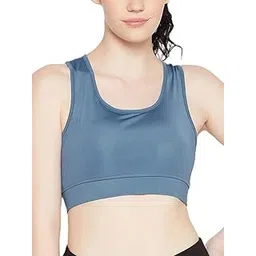 clovia Women's Medium Impact Padded Sports Bra with Racerback in Blue-picture-18