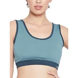 clovia Women's Medium Impact Padded Wirefree Sports Bra in Blue-picture-22