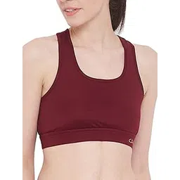clovia Women's Nylon Lightly Padded Wire Free Sports Bra (BR2084A09M_Maroon_M)-picture-26