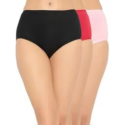 clovia Women's Pack of 3 Cotton High Waist Outer Elastic Hipster Panty-picture-17
