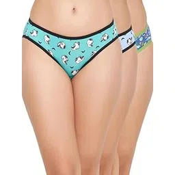 clovia Women's Pack of 3 Cotton Spandex Low Waist Outer Elastic Bikini Panty-picture-16