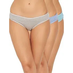 clovia Women's Pack of 3 Cotton Spandex Low Waist Outer Elastic Bikini Panty-picture-45