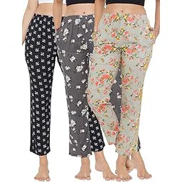 clovia Women'S Pack Of 3 Rayon Assorted Color & Prints Pyjama-picture-14
