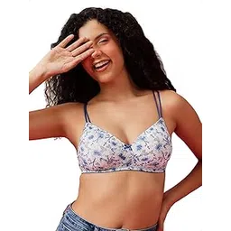 clovia Women's Polyamide Padded Non-Wired Full Cup Polka Print T-shirt Bra-picture-28