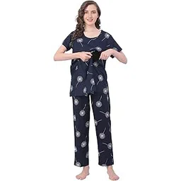 clovia Women's Print Me Pretty Layered Maternity Top & Pyjama-picture-41