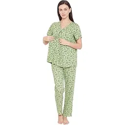 clovia Women's Rayon Feeding Pretty Florals Top & Pyjama-picture-39