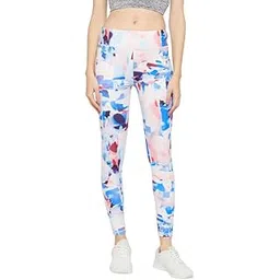 clovia Women's Snug Fit High-Rise Abstract Print Active Tights in Multicolor-picture-55