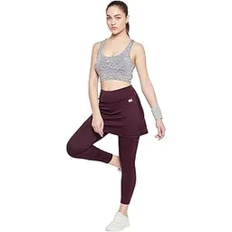clovia Women's Snug-Fit High Rise Active Skirt with Attached Tights in Purple-picture-40