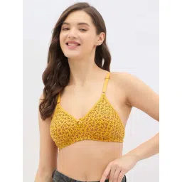 Clovia Yellow Cotton Regular Fit Floral Print Bra-picture-19