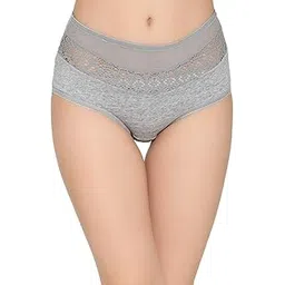 Cotton High Waist Hipster Panty with Lace Panel-image-23