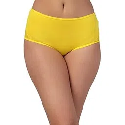 clovia Women's Cotton High Waist Outer Elastic Hipster Panty in Yellow Colour image 1