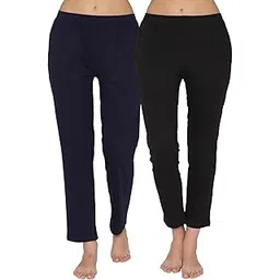 clovia Women's Cotton Pack Of 2 Chic Basic Casual Pyjama Pants With Pocket image 1