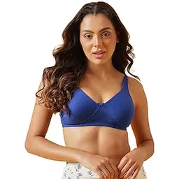 Women's Cotton Rich Non-Padded Non-Wired Bra with Double Layered Cups (BR0636P08_Blue_40B)-image-3