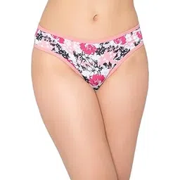 Women's Cotton Spandex Medium Waist Outer Elastic Bikini Panty in Pink-image-3
