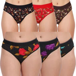 clovin Pack of 6 Women Hipster Black, Brown, Red Panty-picture-11