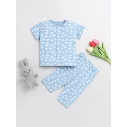 clt.s Clt s Unisex Kids Blue Printed Pure Cotton Night suit-picture-24