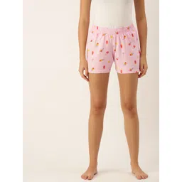 clt.s Clt s Women Pink & Yellow Pure Cotton Conversational Printed Lounge Shorts-picture-11