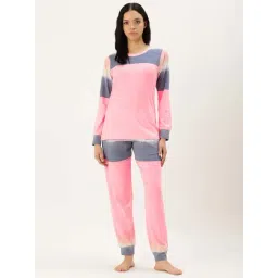 Clt.s Pink Cotton Color-Block T-Shirt Joggers Set-picture-19