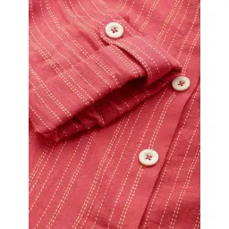 Clt.S Pink Cotton Regular Fit Striped Pyjamas Set image 5