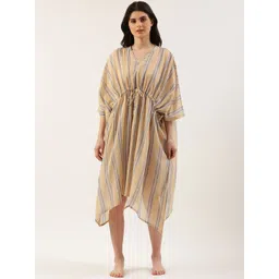 Clt.s Striped Kaftan Swimwear Cover Up Dress-picture-33