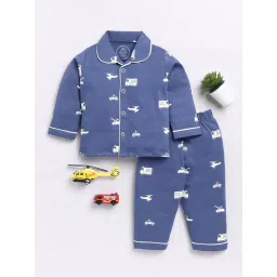 Clt.s Unisex Blue Graphic Print Full Sleeves Shirt With Pyjamas-picture-17