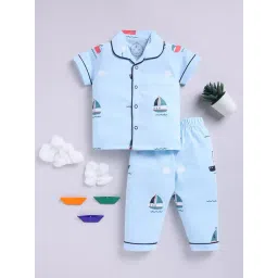 Clt.s Unisex Blue Graphic Print Shirt With Pyjamas-picture-15