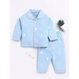 Clt.s Unisex Blue Printed Full Sleeves Shirt With Pyjamas-picture-29
