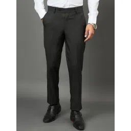Club York Black Regular Fit Checks Trousers-picture-31