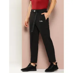 Club York Black Regular Fit Textured Sports Trackpants image 3