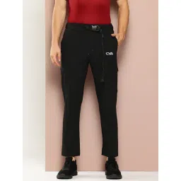 Club York Black Regular Fit Textured Sports Trackpants image 1