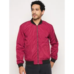 Club York Maroon Regular Fit Bomber Jacket image 1