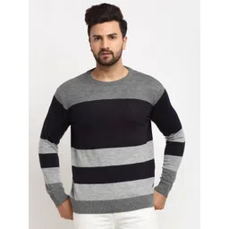 Club York Men Black & Grey Striped Pullover-picture-21