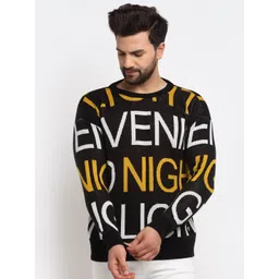 Club York Men Black & White Typography Pullover-picture-10