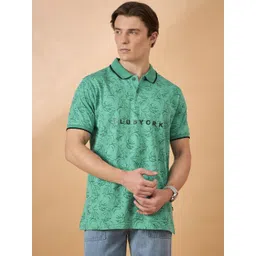 Club York Men Floral Printed Polo Collar Cotton T-shirt-picture-37