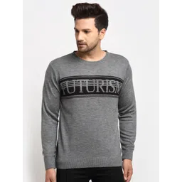 Club York Men Grey & Black Typography Printed Pullover-picture-42