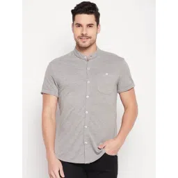 CLUB YORK Men Grey Solid Henley Neck Shirt-picture-30
