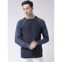 Club York Men Navy Blue Cable Knit Pullover-picture-31