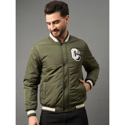 Club York Men Solid Patchwork Stand Collar Lightweight Bomber Jacket-picture-36