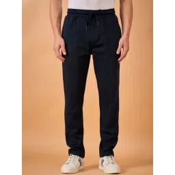 Club York Navy Cotton Blend Regular Fit Solid Trackpants-picture-37