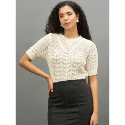 Club York Off White Cotton Woven Design Top-picture-14