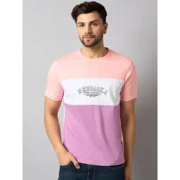 Club York Peach Regular Fit Colour Block T-Shirt-picture-32