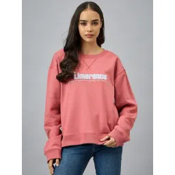 CLUB YORK Pink Fleece Typo Full Sleeves Sweatshirt-picture-22