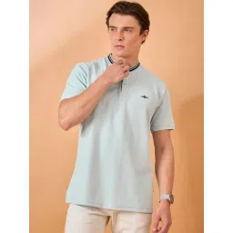 Club York Sky Blue Cotton Blend Regular Fit Stripes T-Shirt-picture-26