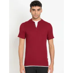 Club York Wine Regular Fit Textured Henley T-Shirt-picture-20