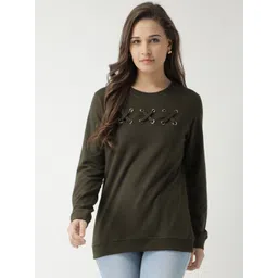 Club York Women Olive Green Solid Sweatshirt-picture-40